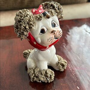 Adorable Ceramic Dog Figurine with Red Leffton